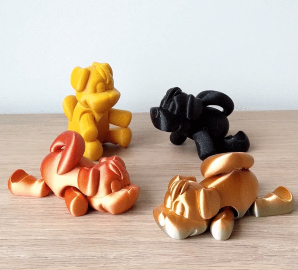 Flexi-Welpe zum Ausdrucken Print in Place Flexi Puppy