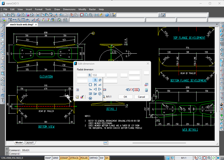 nanoCAD Free CAD Software-Dimension Interface
